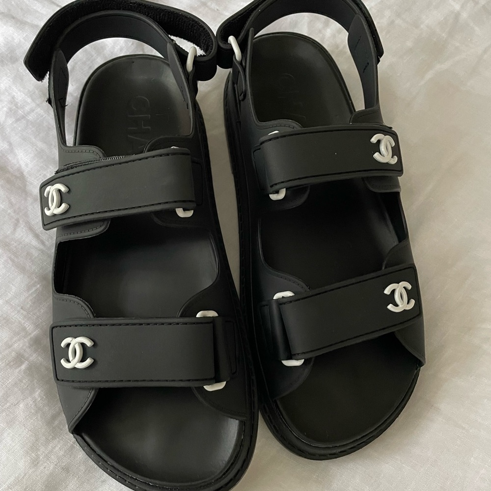 Chanel Dad Sandals black size 37